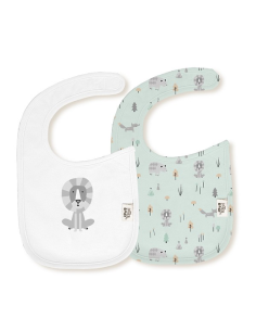 INTERBABY Σαλιάρα Velcro Σετ 2τμχ Fox White Green 0m+