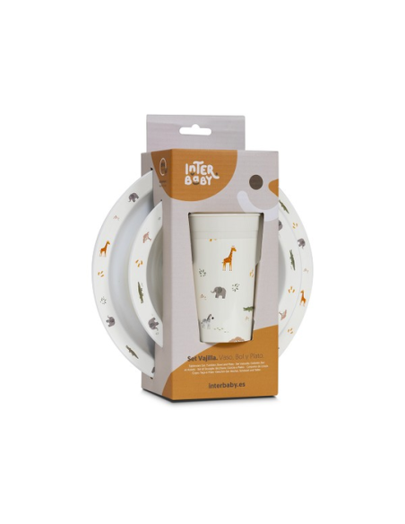 INTERBABY Παιδικό Σετ Φαγητού 3τμχ Savanna 6m+ Beige