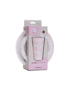 INTERBABY Παιδικό Σετ Φαγητού 3τμχ Pétalos 6m+ Pink 2