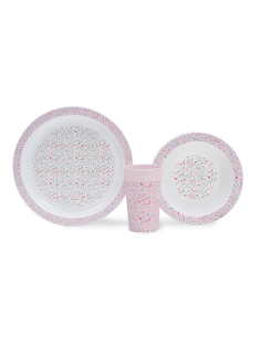 INTERBABY Παιδικό Σετ Φαγητού 3τμχ Pétalos 6m+ Pink