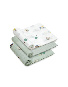 INTERBABY Πάνες Αγκαλιάς 80x80 Σετ 3 τμχ Granja Koala Green