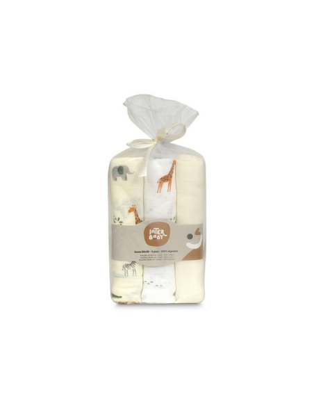 INTERBABY Πάνες Αγκαλιάς 80x80 Σετ 3 τμχ Jirafa Savanna Beige
