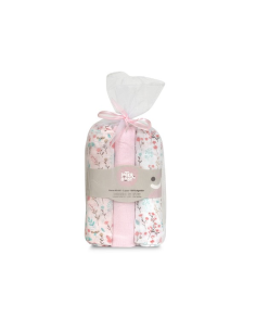 INTERBABY Πάνες Αγκαλιάς 80x80 Σετ 3 τμχ Flores Petalos Pink 2