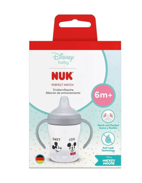 NUK Perfect Match Μπιμπερό Εκπαίδευσης 150 ml Disney Mickey Γκρι 6m+