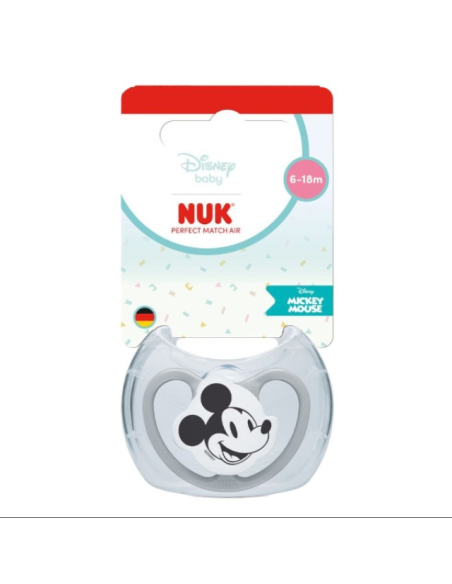 Nuk Πιπίλα Σιλικόνης Perfect Match Air 6-18 μηνών με Θήκη Mickey