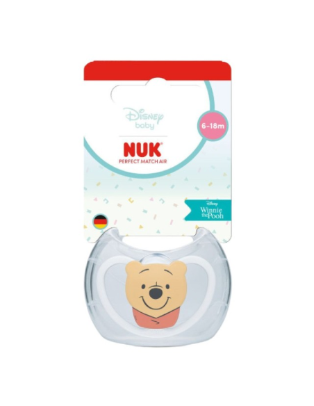 Nuk Πιπίλα Σιλικόνης Perfect Match Air 6-18 μηνών με Θήκη Winnie White