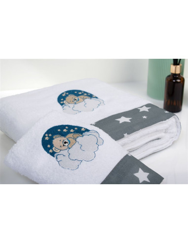 DIM Πετσέτες Cloudy Bear 176 Λευκό Γκρι 2τμχ