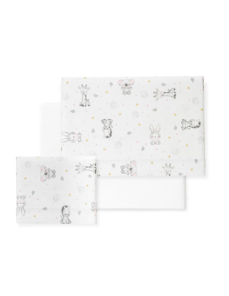 INTERBABY Σεντόνια Κούνιας 60cm*120cm Φανέλα Koala Pink