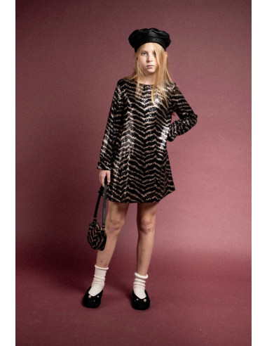 EBITA FASHION Παιδικό Φόρεμα 2τμχ Παγιέτα Μαύρο