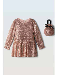 EBITA FASHION Παιδικό Φόρεμα Παγιέτα 2τμχ Ροζ