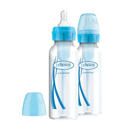 DR BROWN'S Μπιμπερό Πλαστικό με Στενό Λαιμό Options (Σ.Λ.) 250ml Μπλε (2 τεμ.)