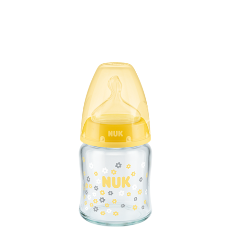 NUK First Choice Plus Μπιμπερό Γυάλινο Σιλικόνη 120ml 0-6m Yellow