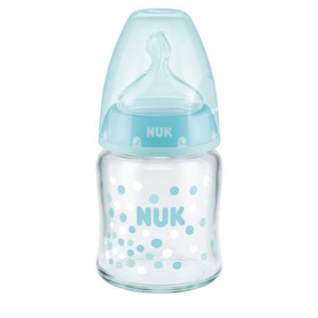 NUK First Choice Plus Μπιμπερό Γυάλινο Σιλικόνη 120ml 0-6m Blue