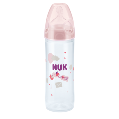 NUK New Classic Μπιμπερό Πλαστικό 250ml με Θηλή Σιλικόνη 6-18m Ροζ