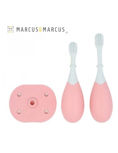 MARCUS & MARCUS Βρεφικές Οδοντόβουρτσες σιλικόνης με 3 στάδια ανάπτυξης σετ των 2 τμχ Pink