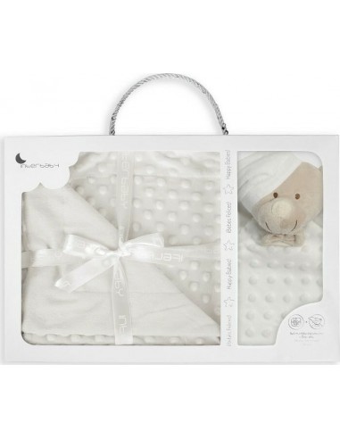 INTERBABY Set Extrafort Κουβερτάκι και Βελούδινο Πανάκι Παρηγοριάς Bear Blue
