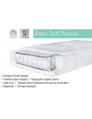 BEBESTROM Στρώμα Κρεβάτι Baby Soft Pocket
