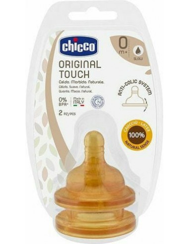 CHICCO Original Touch Θηλή από Καουτσούκ Κανονικής Ροής 0m+ 2τμχ