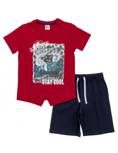 FUNKY FOR BABY Σετ t-shirt & βερμούδα κόκκινο μαύρο