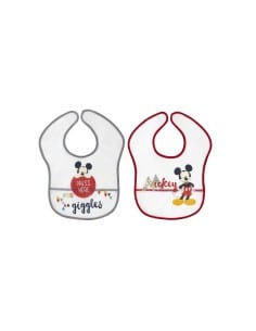 INTERBABY Σαλιάρα Πλαστική Με Velcro Mickey Red 2τμχ