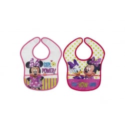 INTERBABY Σαλιάρα Πλαστική Με Velcro Mickey Pink 2τμχ