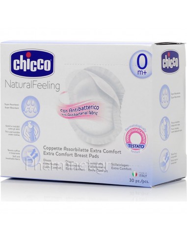 CHICCO Επιθέματα Στήθους Αντιβακτηριακά Φυσική Μέθοδος (30 τμχ)