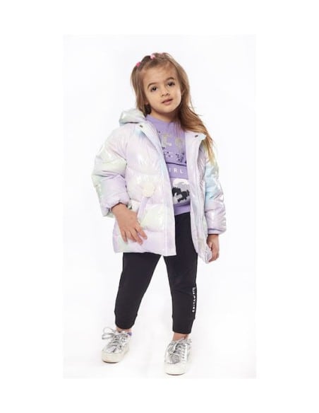 EBITA FASHION Παιδικό Casual Μπουφάν Κοντό με Κουκούλα για Κορίτσι Ροζ