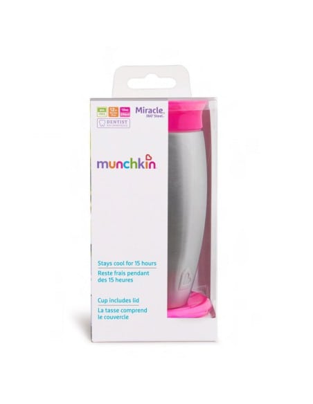 MUNCHKIN Miracle Stainless Steel 360° Sippy Cup 12m+ Pink