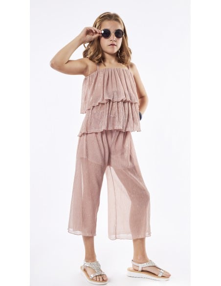 EBITA FASHION Παιδικό Σετ με Παντελόνι Καλοκαιρινό 2τμχ Ροζ Χρυσό