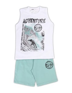 NEK KIDSWEAR Παιδικό Σετ Βερμούδα Μακό 2τμχ Λευκό Βεραμάν