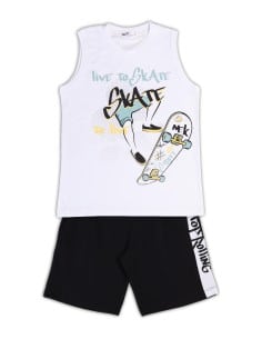 NEK KIDSWEAR Παιδικό Σετ Βερμούδα Μακό 2τμχ Λευκό